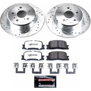 Toyota Highlander Brake Kit - Rear - PowerStop - Drilled & Slotted Rotors + Carbon-Fiber Ceramic Pads - `01-`03