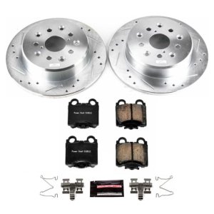 Lexus GS300 Brake Kit - Rear - PowerStop - Drilled & Slotted Rotors + Carbon-Fiber Ceramic Pads - `98-`05