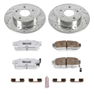 Infiniti I30 Brake Kit - Rear - PowerStop - Z26 Street Warrior, Drilled & Slotted Rotors + Carbon-Fiber Ceramic Pads - `96-`01