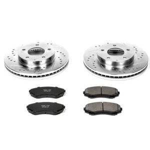 Mazda MPV Brake Kit - Front - PowerStop - Drilled & Slotted Rotors + Carbon-Fiber Ceramic Pads - `00-`06