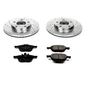 Mazda 3 Brake Kit - Front - PowerStop - Drilled & Slotted Rotors + Carbon-Fiber Ceramic Pads - `04-`13 Mazda 3 Brake Kit - Front - PowerStop - Drilled & Slotted Rotors + Carbon-Fiber Ceramic Pads - `04-`13