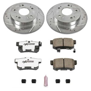 Acura ILX Brake Kit - Rear - PowerStop - Drilled & Slotted Rotors + Carbon-Fiber Ceramic Pads - `13-`15