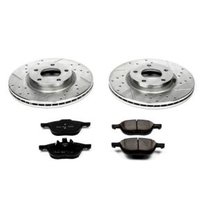 Mazda 3 Brake Kit - Front - PowerStop - Drilled & Slotted Rotors + Carbon-Fiber Ceramic Pads - `04-`13 Mazda 3 Brake Kit - Front - PowerStop - Drilled & Slotted Rotors + Carbon-Fiber Ceramic Pads - `04-`13