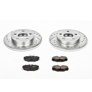 Ford Taurus Brake Kit - Rear - PowerStop - Drilled & Slotted Rotors + Carbon-Fiber Ceramic Pads - `93-`05