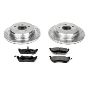 Ford Crown Victoria Brake Kit - Rear - PowerStop - Drilled & Slotted Rotors + Carbon-Fiber Ceramic Pads - `96-`02