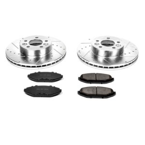 Ford Crown Victoria Brake Kit - Front - PowerStop - Drilled & Slotted Rotors + Carbon-Fiber Ceramic Pads - `98-`02