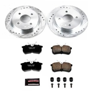 Ford Fiesta Brake Kit - Rear - PowerStop - Drilled & Slotted Rotors + Carbon-Fiber Ceramic Pads - `14-`19