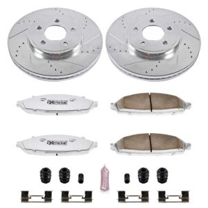 Ford Crown Victoria Brake Kit - Front - PowerStop - Drilled & Slotted Rotors + Carbon-Fiber Ceramic Pads - `03-`11