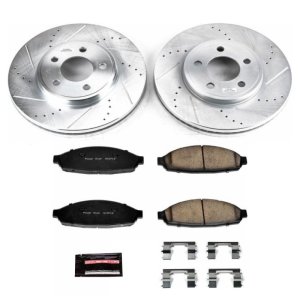 Ford Crown Victoria Brake Kit - Front - PowerStop - Drilled & Slotted Rotors + Carbon-Fiber Ceramic Pads - `03-`11
