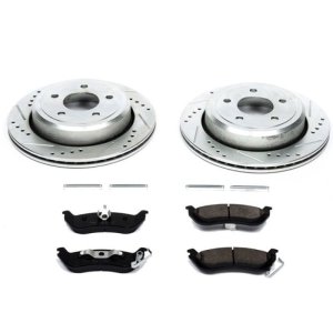 Ford Crown Victoria Brake Kit - Rear - PowerStop - Drilled & Slotted Rotors + Carbon-Fiber Ceramic Pads - `03-`11
