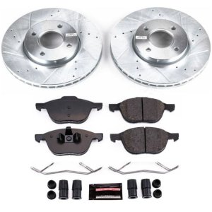 Ford Focus Brake Kit - Front - PowerStop - Z23 Evolution Sport + Carbon-Fiber Ceramic Pads + Drilled & Slotted Rotors - `05-`07