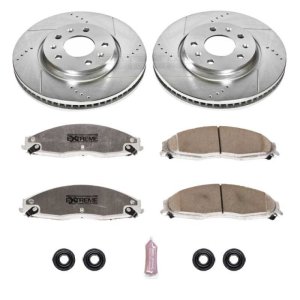 Cadillac CTS Brake Kit - Front - PowerStop - Drilled & Slotted Rotors + Carbon-Fiber Ceramic Pads - `03-`05