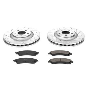Cadillac CTS Brake Kit - Front - PowerStop - Drilled & Slotted Rotors + Carbon-Fiber Ceramic Pads - `06-`07