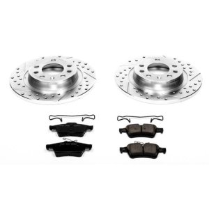 Pontiac Solstice Brake Kit - Rear - PowerStop - Drilled & Slotted Rotors + Carbon-Fiber Ceramic Pads - `06-`09