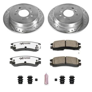 Buick Allure Brake Kit - Rear - PowerStop - Z26 Street Warrior, Drilled & Slotted Rotors + Carbon-Fiber Ceramic Pads - `08-`09
