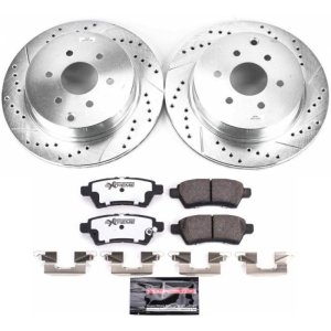Nissan Pathfinder Brake Kit - Rear - PowerStop - Z36 Truck & Tow + Drilled & Slotted Rotors + Carbon-Fiber Ceramic Pads - `05-`12