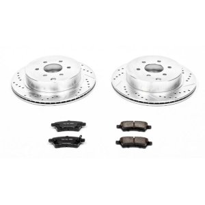 Nissan Pathfinder Brake Kit - Rear - PowerStop - Drilled & Slotted Rotors + Carbon-Fiber Ceramic Pads - `05-`12