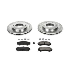 Mitsubishi Montero Brake Kit - Front - PowerStop - Drilled & Slotted Rotors + Carbon-Fiber Ceramic Pads - `01-`06