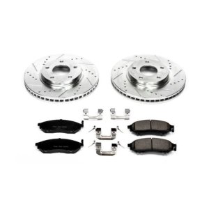 Infiniti M45 Brake Kit - Front - PowerStop - Drilled & Slotted Rotors + Carbon-Fiber Ceramic Pads - `03-`04