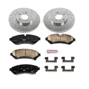 Cadillac Seville Brake Kit - Front - PowerStop - Z23 Evolution Sport: Drilled & Slotted Rotors + Carbon-Fiber Ceramic Pads - `98-`02