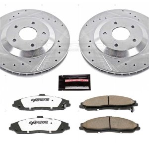 Cadillac XLR Brake Kit - Front - PowerStop - Drilled & Slotted Rotors + Carbon-Fiber Ceramic Pads - 2004