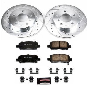 Buick Allure Brake Kit - Rear - PowerStop - Drilled & Slotted Rotors + Carbon-Fiber Ceramic Pads - `05-`09