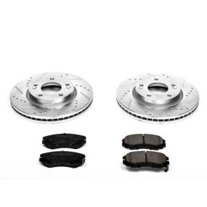 Hyundai Sonata Brake Kit - Front - PowerStop - Z23 Evolution Sport Drilled & Slotted Rotors + Carbon-Fiber Ceramic Pads - `06-`10