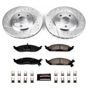 Chrysler Cirrus Brake Kit - Front - PowerStop - Drilled & Slotted Rotors + Carbon-Fiber Ceramic Pads - `95-`00
