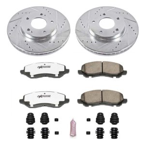 Mitsubishi Galant Brake Kit - Front - PowerStop - Drilled & Slotted Rotors + Carbon-Fiber Ceramic Pads - `00-`12