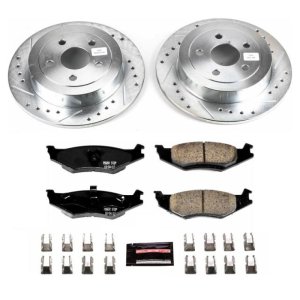 Plymouth Breeze Brake Kit - Rear - PowerStop - Drilled & Slotted Rotors + Carbon-Fiber Ceramic Pads - `96-`00