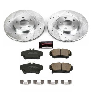 Chrysler PT Cruiser Brake Kit - Front - PowerStop - Drilled & Slotted Rotors + Carbon-Fiber Ceramic Pads - `01-`10