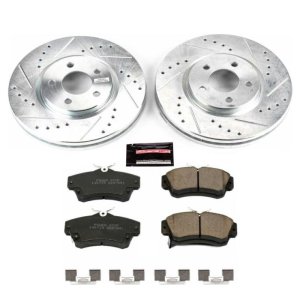 Chrysler PT Cruiser Brake Kit - Front - PowerStop - Drilled & Slotted Rotors + Carbon-Fiber Ceramic Pads - `03-`09