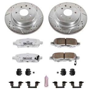 INFINITI M35 Brake Kit - Rear - PowerStop - Drilled & Slotted Rotors + Carbon-Fiber Ceramic Pads - `06-`10