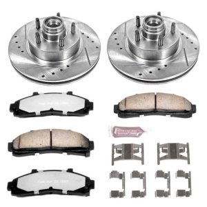 Ford Explorer Brake Kit - Front - PowerStop - Z36 Truck & Tow Drilled & Slotted Rotors + Carbon-Fiber Ceramic Pads - `95-`01