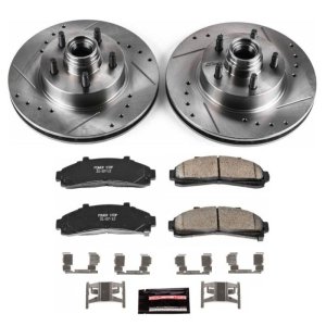 Ford Explorer Brake Kit - Front - PowerStop - Z23 Evolution Sport with Drilled & Slotted Rotors + Carbon-Fiber Ceramic Pads - `95-`01