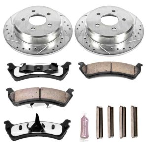 Ford Explorer Brake Kit - Rear - PowerStop - Drilled & Slotted Rotors + Carbon-Fiber Ceramic Pads - `95-`01