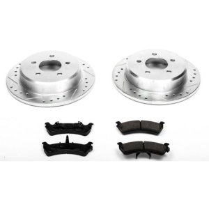 Ford Explorer Brake Kit - Rear - PowerStop - Drilled & Slotted Rotors + Carbon-Fiber Ceramic Pads - `95-`01