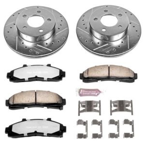 Ford Explorer Brake Kit - Front - PowerStop - Z36 Truck & Tow + Drilled & Slotted Rotors + Carbon-Fiber Ceramic Pads - `95-`01