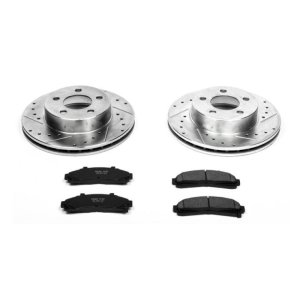 Ford Explorer Brake Kit - Front - PowerStop - Drilled & Slotted Rotors + Carbon-Fiber Ceramic Pads - `95-`01