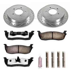Ford Expedition Brake Kit - Rear - PowerStop - Drilled & Slotted Rotors + Carbon-Fiber Ceramic Pads - `97-`00