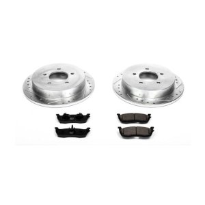 Ford Expedition Brake Kit - Rear - PowerStop - Drilled & Slotted Rotors + Carbon-Fiber Ceramic Pads - `97-`00
