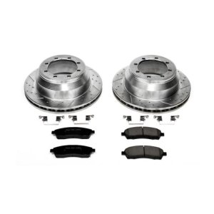 Ford F-350 Super Duty Brake Kit - Rear - PowerStop - Drilled & Slotted Rotors + Carbon-Fiber Ceramic Pads - `99-`04