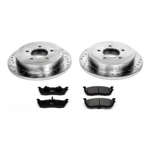 Ford Expedition Brake Kit - Rear - PowerStop - Drilled & Slotted Rotors + Carbon-Fiber Ceramic Pads - `00-`02