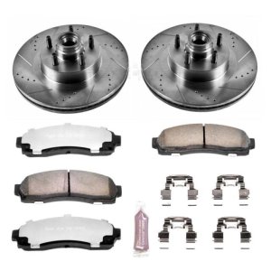 Ford Explorer Sport Brake Kit - Front - PowerStop - Drilled & Slotted Rotors + Carbon-Fiber Ceramic Pads - `01-`03