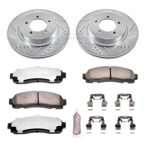 Ford Explorer Brake Kit - Front - PowerStop - Drilled & Slotted Rotors + Carbon-Fiber Ceramic Pads - `02-`05