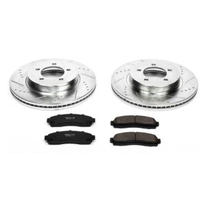 Ford Explorer Brake Kit - Front - PowerStop - Drilled & Slotted Rotors + Carbon-Fiber Ceramic Pads - `02-`05