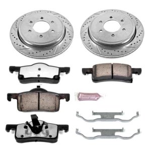 Ford Expedition Brake Kit - Rear - PowerStop - Z36 Truck & Tow Upgrade Kit: Drilled & Slotted Rotors, Carbon-Fiber Ceramic Pads - `02-`06