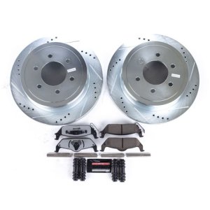 Ford F-150 Brake Kit - Rear - PowerStop - Z36 Truck & Tow + Drilled & Slotted Rotors + Carbon-Fiber Ceramic Pads - `04-`11