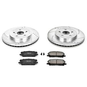 Lexus RX330 Brake Kit - Front - PowerStop - Drilled/Slotted Rotors + Carbon-Fiber Ceramic Pads - `04-`06