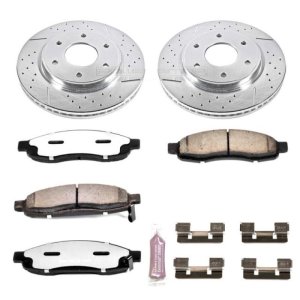 Infiniti QX56 Brake Kit - Front - PowerStop - Drilled & Slotted Rotors + Carbon-Fiber Ceramic Pads - `05-`07